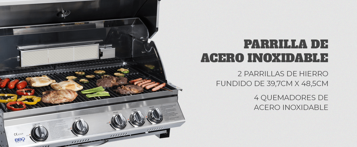 BBQ Grill KANSAS parrilla empotrada + Rostizador + FUNDA INCLUIDA + Spiedo. Gas Natural y Licuado